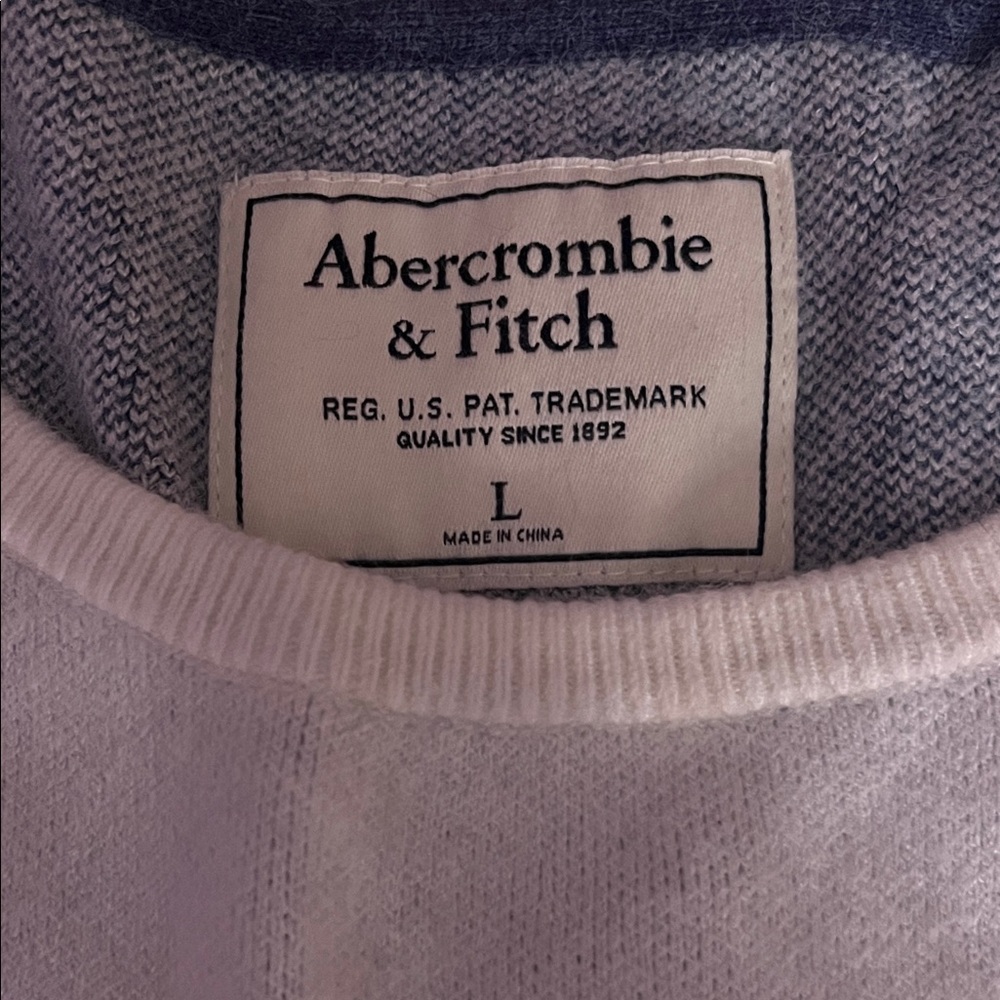 Abercrombie & Fitch Kids Gray and Navy Long Sleeve Tee - Picture 2 of 5